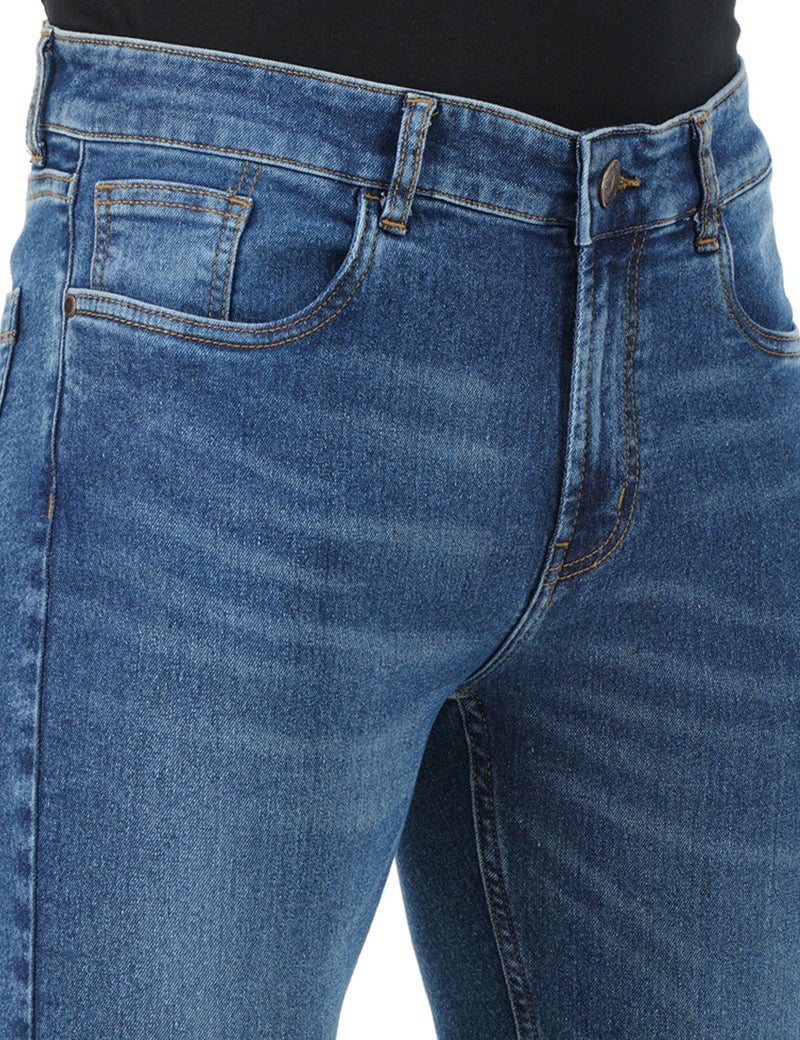 inkd جينز رجالي عادي - متوسط الارتفاع | مزيج القطن | قماش قابل للتمدد | تصميم كلاسيك 5 بوكت - Image 5